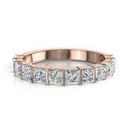 Demi-alliance 12 diamants naturels princesses 1.30 carat or rose Lucia